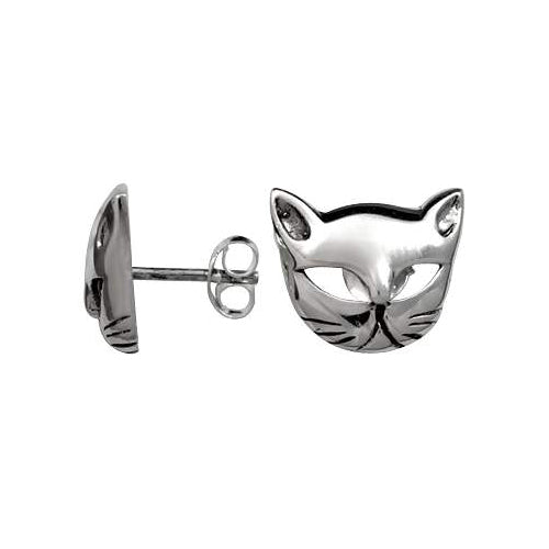 Sterling Silver Cat Stud Earrings | SilverAndGold