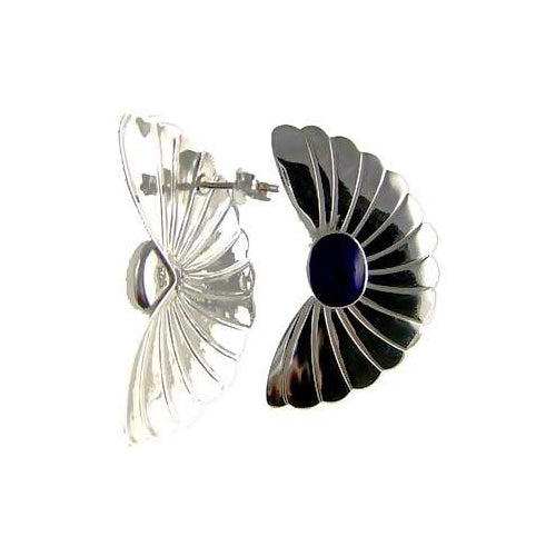 Sterling Silver Blue Lapis Fan Earrings | SilverAndGold