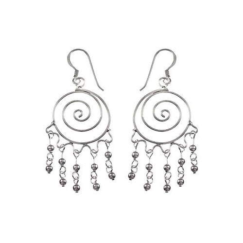 Handmade Scroll & Bead Sterling Silver Earrings | SilverAndGold