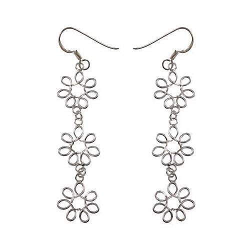 Sterling Silver Floral Rosettes Chandelier Earrings | SilverAndGold