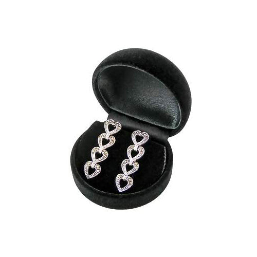 Stacked Heart Marcasite Sterling Silver Earrings | SilverAndGold