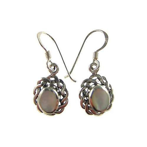 Mother of Pearl Victorian Filigree Silver Earrings | SilverAndGold