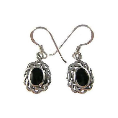 Victorian Black Onyx Filigree Silver Earrings | SilverAndGold
