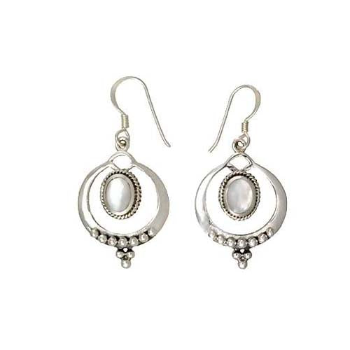 Sterling Silver & Mother of Pearl Beaded Earrings | SilverAndGold