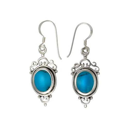 Victorian Style Sterling Silver & Turquoise Earrings | SilverAndGold