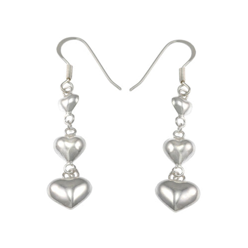 Sterling Silver Heart Dangle Earrings | SilverAndGold