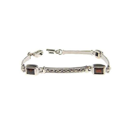 Garnet, Sterling Silver, and Marcasites - SilverAndGold.com Silver And Gold