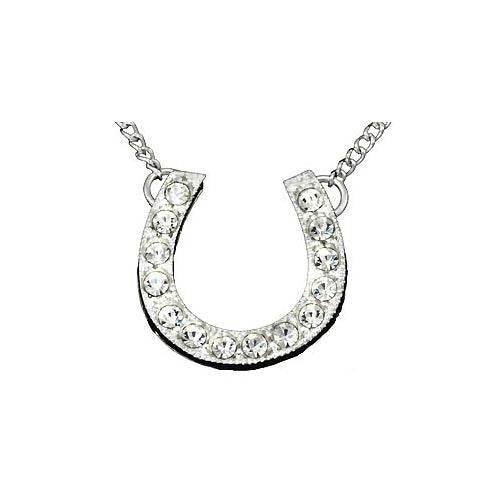 Horseshoe Created Diamond & Sterling Silver Necklace | SilverAndGold