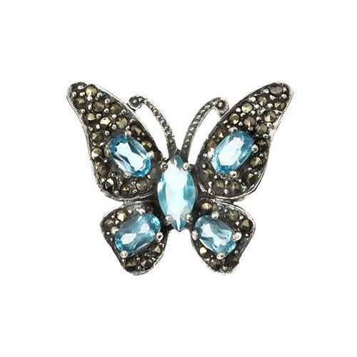 Sterling & Topaz Gemstone Butterfly Pendant - SilverAndGold.com Silver And Gold