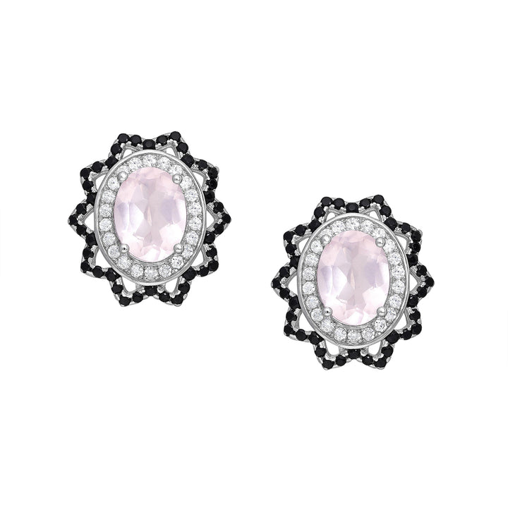 Rose Quartz Silver Earrings