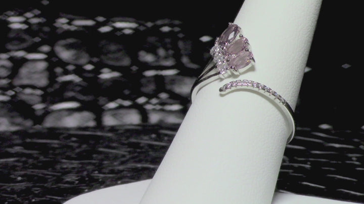 Morganite Simulant Faux Wrap Silver Ring
