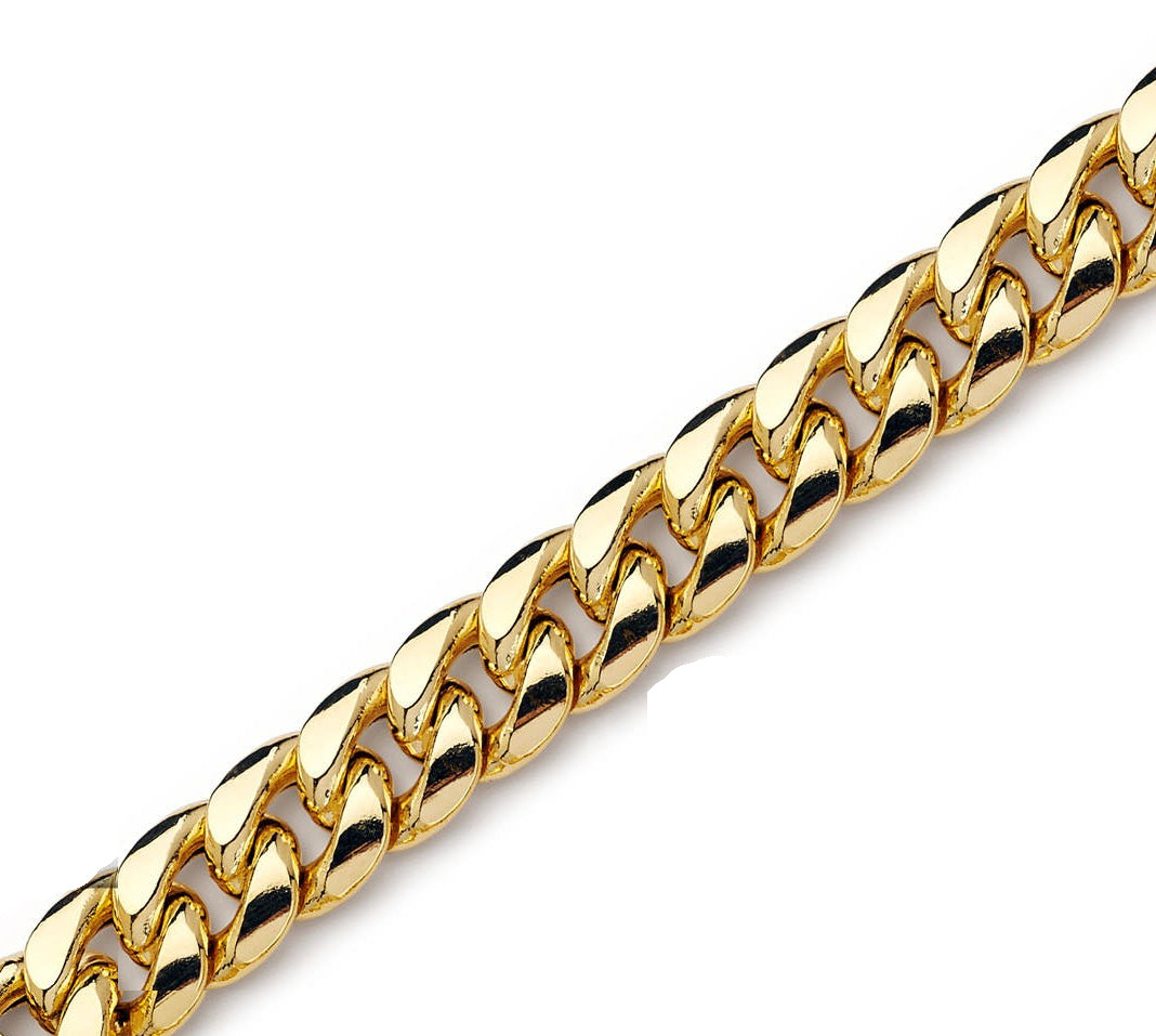 14K Gold Miami Cuban Bracelet with Diamond Simulant Clasp 13 mm