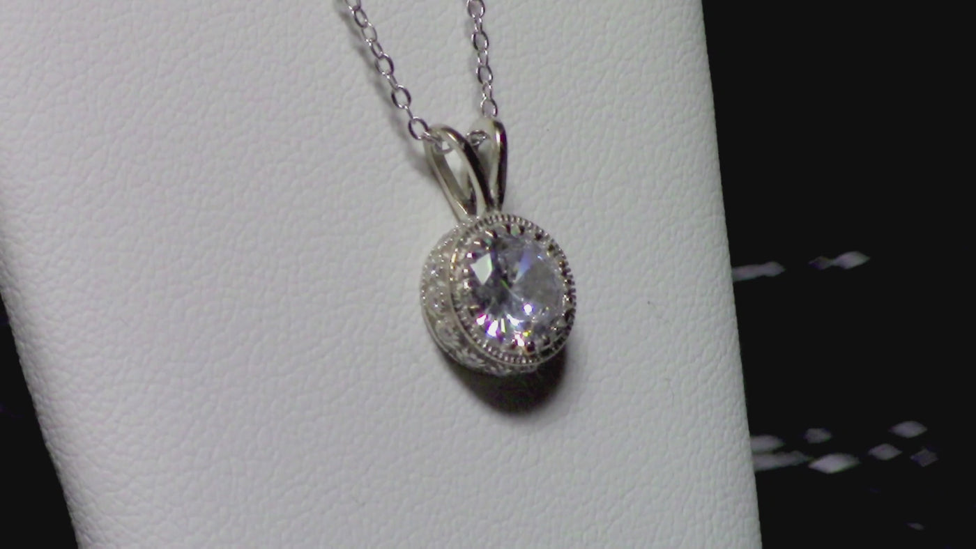 Diamond Simulant Silver Necklace