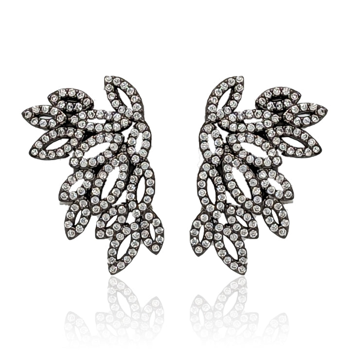 Diamond Simulant Black Rhodium Earrings