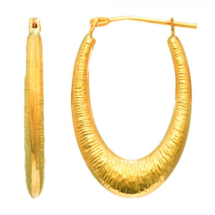 14K Gold Textured Hoop Earring