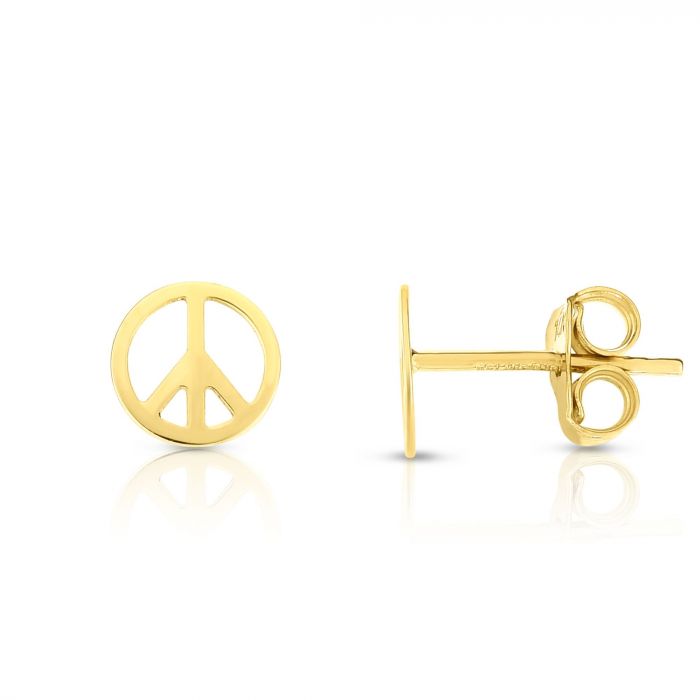 14K Gold Peace Sign Earring