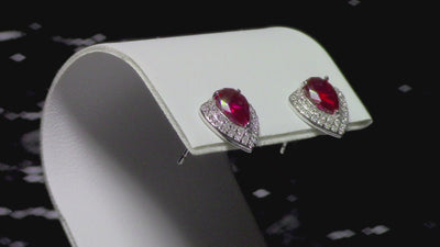 Ruby Simulant Silver Earrings