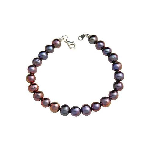 Large Sterling & Black Pearl Bracelet - SilverAndGold.com Silver And Gold