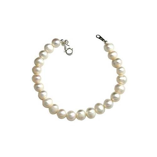 Large Sterling & White Pearl Bracelet - SilverAndGold.com Silver And Gold