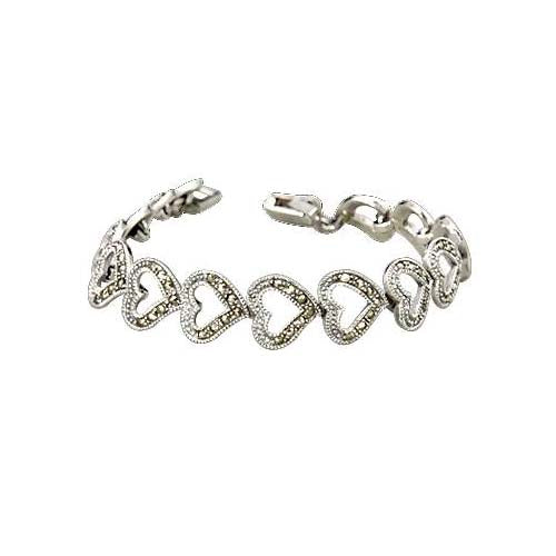 Marcasite Jewel Heart Bracelet - SilverAndGold.com Silver And Gold