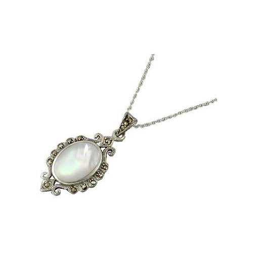 Marcasite Jewels and Mother of Pearl Necklace - SilverAndGold.com Silver And Gold