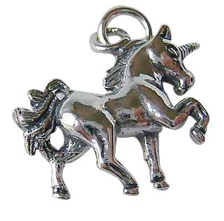 Silver Prancing Unicorn Pendant