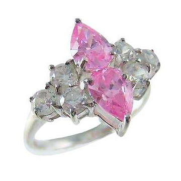 Silver & Pink Gemstone Ring