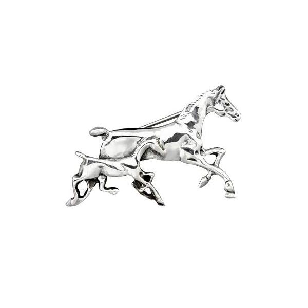 Silver Horses Brooch Pin