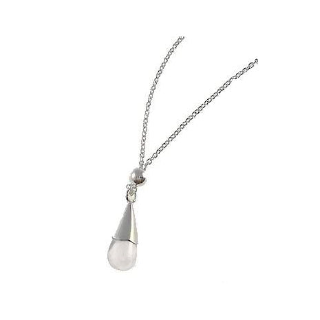 Silver White Pearl Pendant Necklace