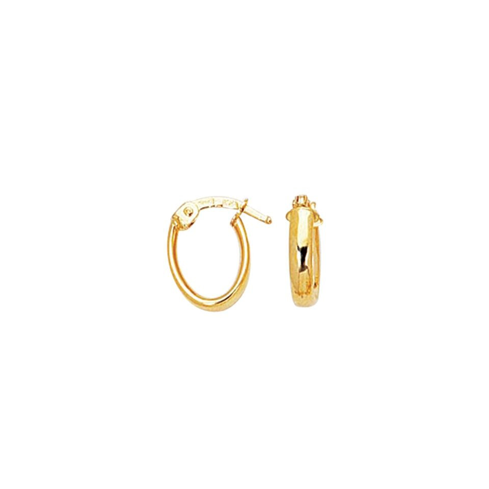 14K Yellow Gold Small Oval Hoop Earrings | SilverAndGold