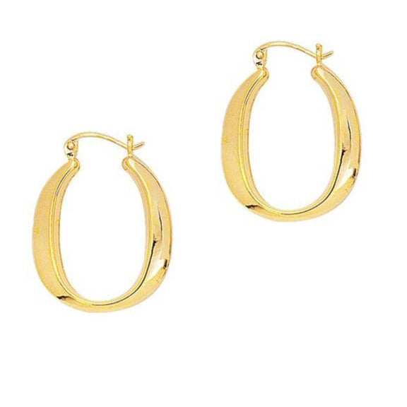 14K Yellow Gold Oval Hoop Earrings | SilverAndGold
