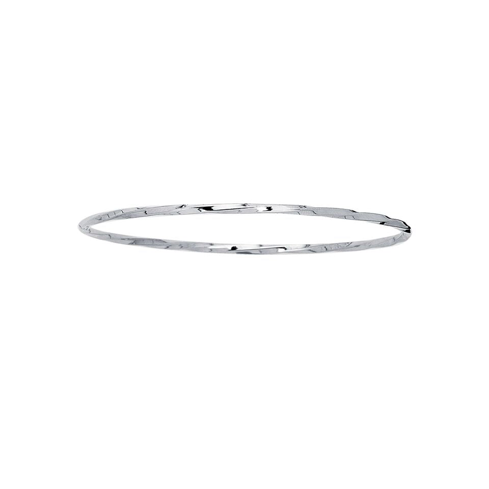 14K White Gold Twist Stackable Bangle