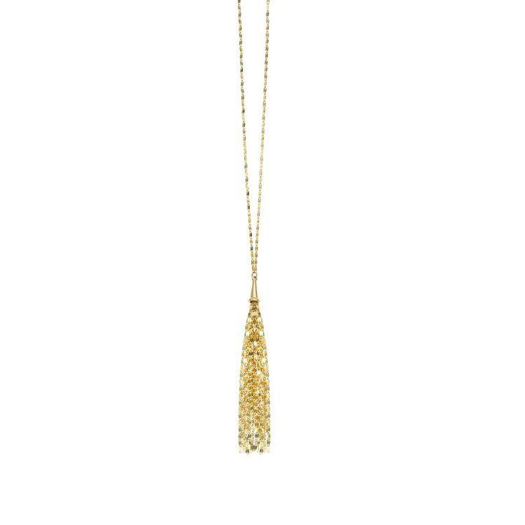 14K Gold Shimmering Tassel Necklace