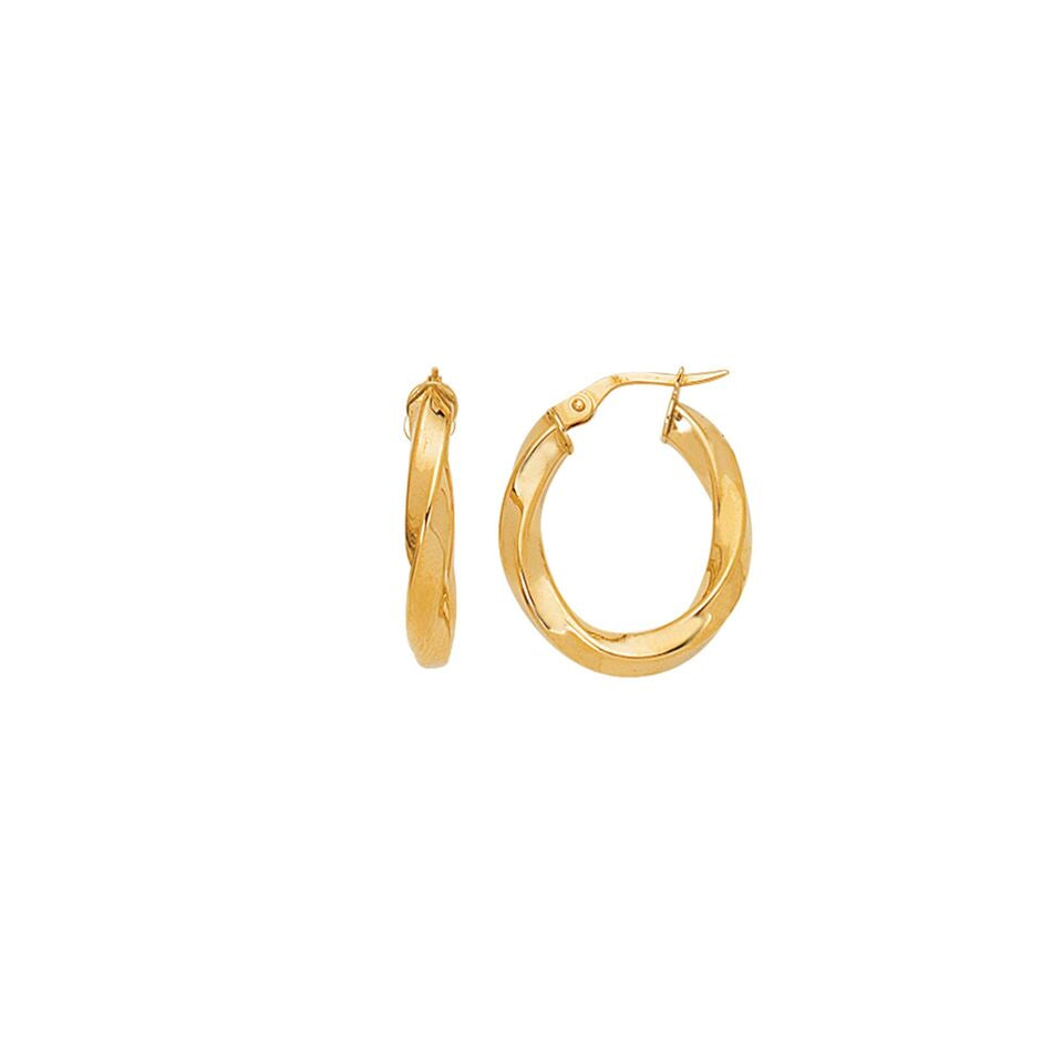 14K Yellow Gold Twisted Hoop Earrings | SilverAndGold