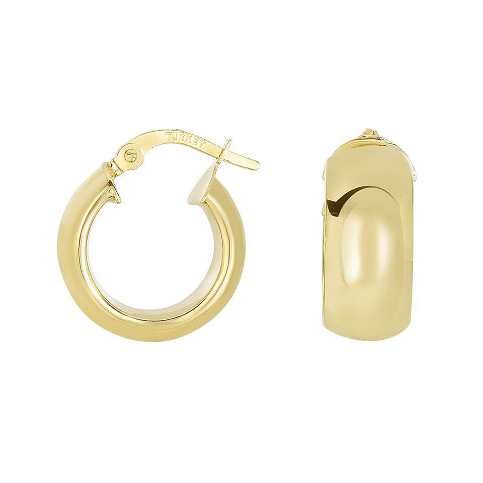 14K Yellow Gold Small Hoop Earrings | SilverAndGold