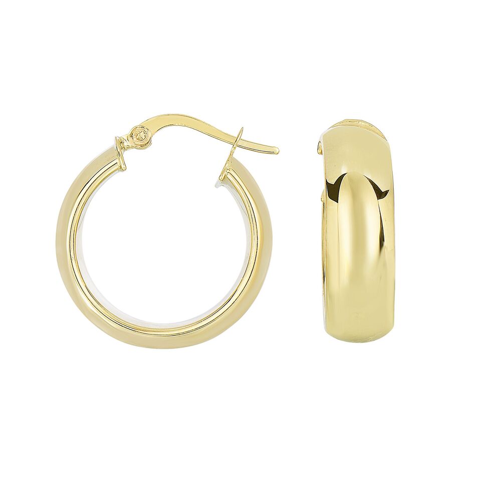 14K Yellow Gold Hoop Earrings | SilverAndGold