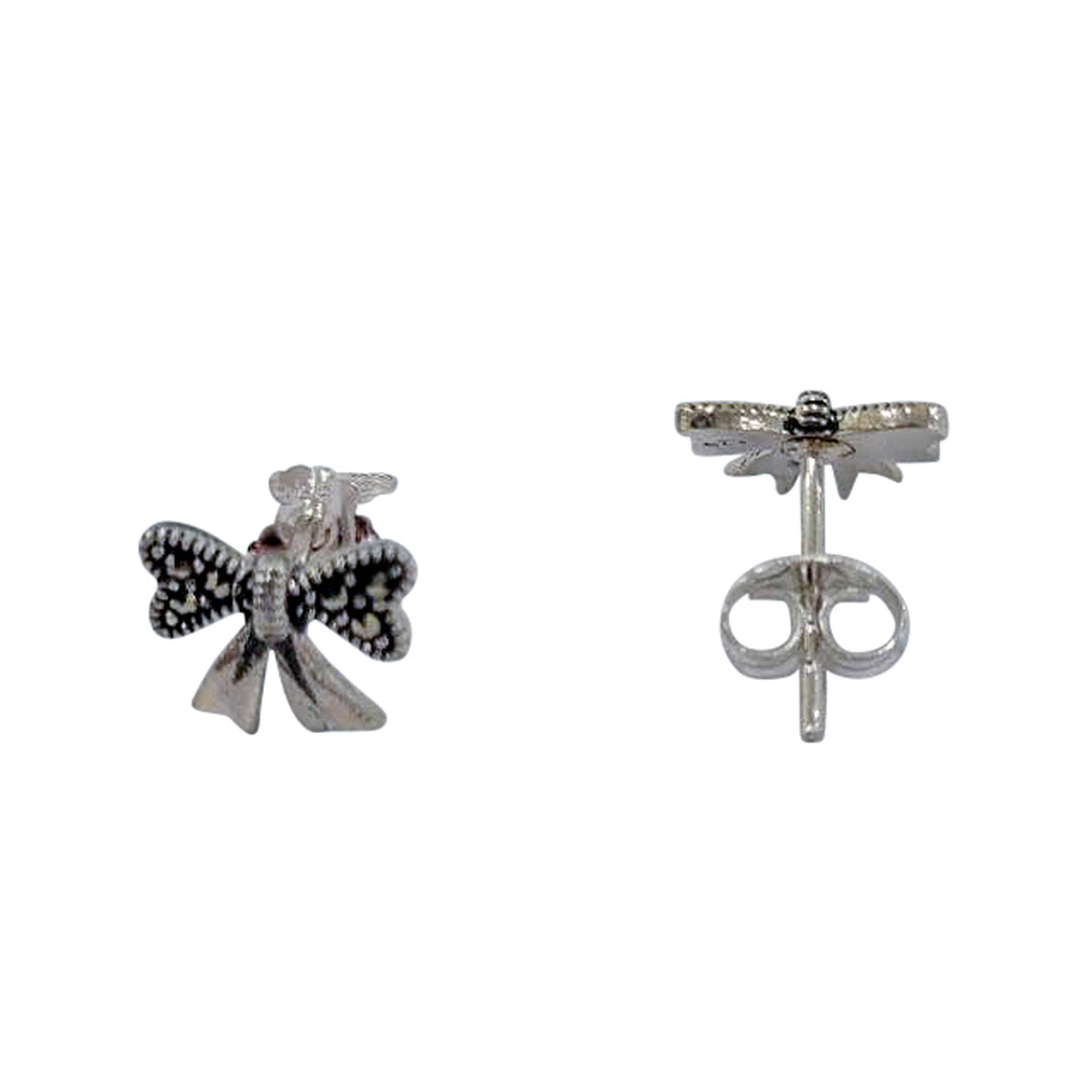 Marcasite Bow Silver Earrings