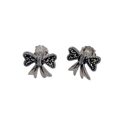 Marcasite Bow Silver Earrings