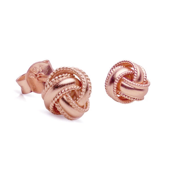 14K Rose Gold Love Knot Earrings | SilverAndGold