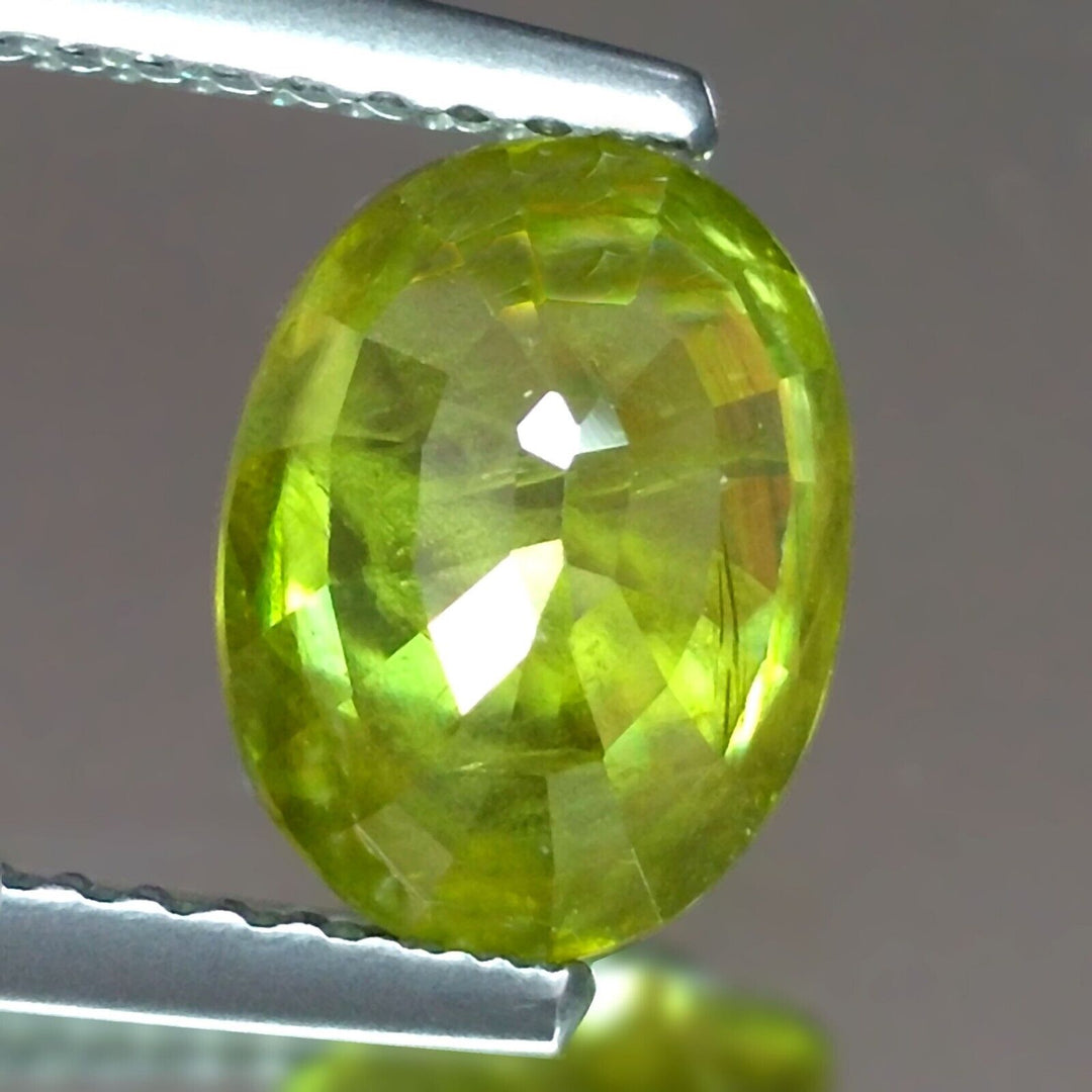 Titanite Natural Sphene Green Oval 2.14 Carat Loose Gemstone