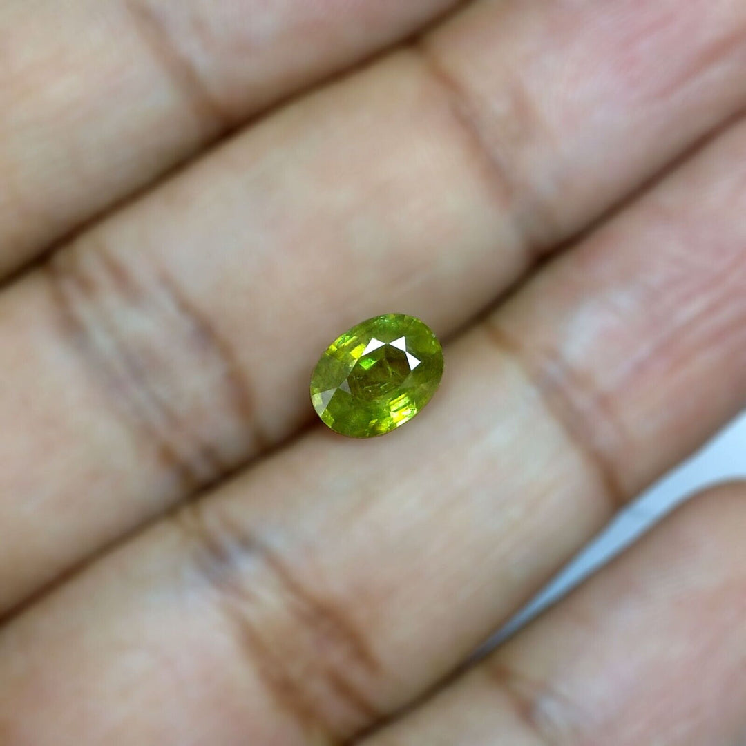 Titanite Natural Sphene Green Oval 2.14 Carat Loose Gemstone