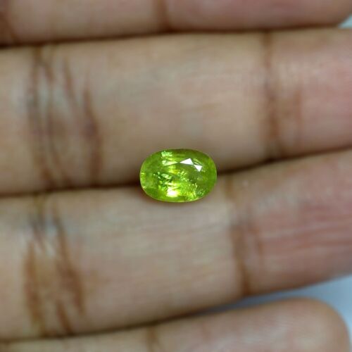 Green Titanite Sphene Oval 2.13 Carat Loose Gemstone