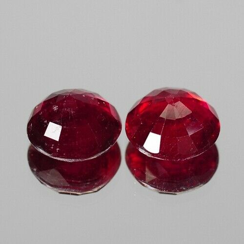 Pigeon Blood Ruby Gemstones 5.24cts 8mm Round Pair