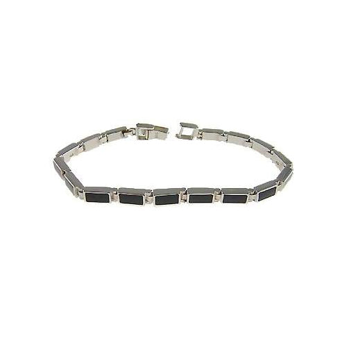 Silver Bracelet: Sterling and Hand-Cut Black Onyx - SilverAndGold.com Silver And Gold