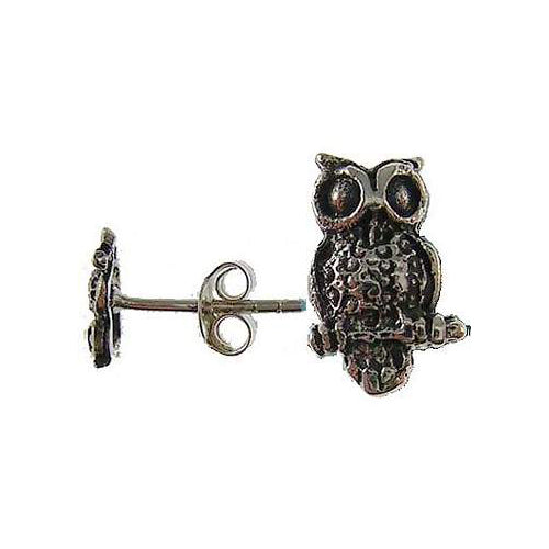 Sterling Silver Wise Owl Stud Earrings | SilverAndGold