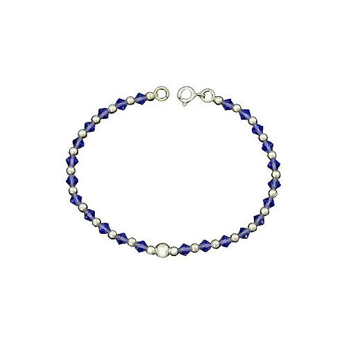 Sterling Silver Bracelet: Cut Light Blue Crystal - SilverAndGold.com Silver And Gold