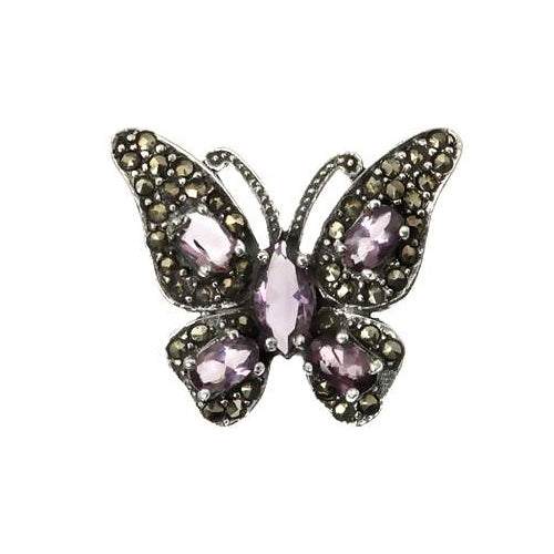 Sterling & Amethyst Butterfly Pendant - SilverAndGold.com Silver And Gold