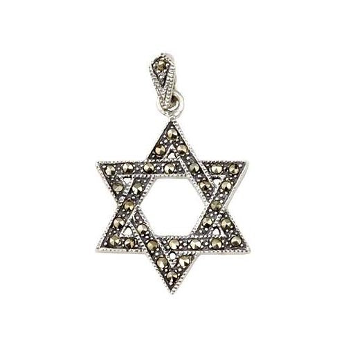 Sterling Charms: Jewel Encrusted Star of David (Marcasite Jewels) - SilverAndGold.com Silver And Gold