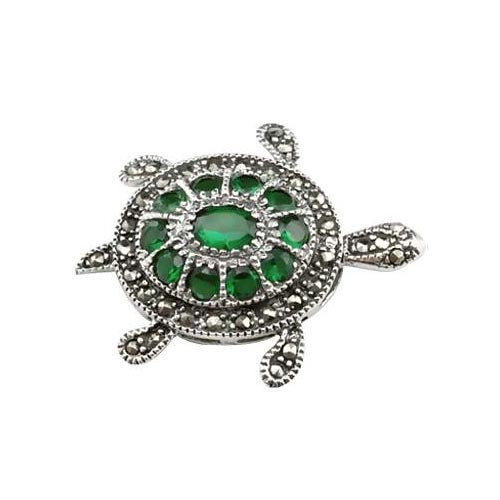 Jewel Encrusted Turtle Sterling Silver Pendant - SilverAndGold.com Silver And Gold