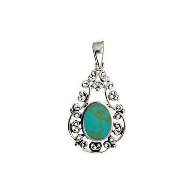 Turquoise and Silver Filigree Necklace